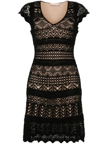 Robe évasée en tricot à col v Twinset noir