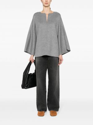 Vlněný svetr s výstřihem do v By Malene Birger šedý