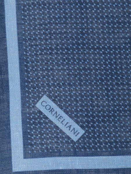 Lniany krawat z nadrukiem Corneliani niebieski