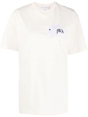 Bavlnené tričko s výšivkou Jw Anderson béžová