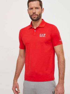 Тениска с дълъг ръкав с принт Ea7 Emporio Armani червено