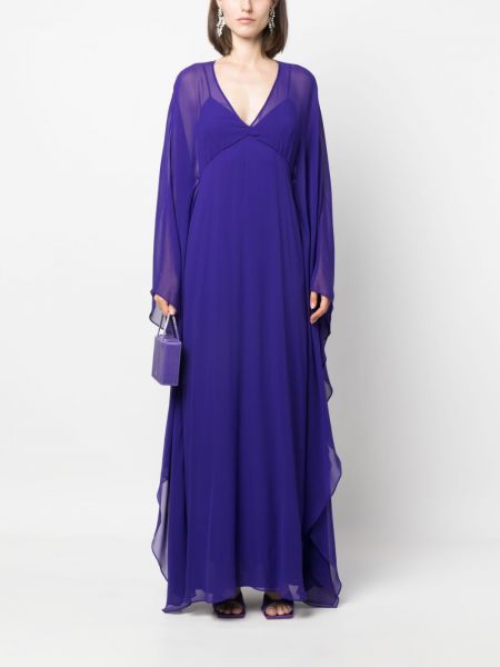 Drapiruotas šilkinis vakarinė suknelė Max Mara violetinė