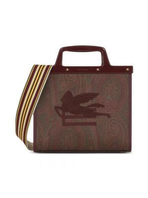 Haftowana torebka z nadrukiem z wzorem paisley Etro brązowa