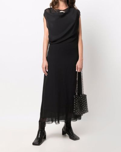Caurspīdīgs kleita ar drapējumu Maison Margiela melns