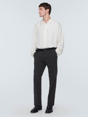 Vlněné rovné kalhoty Lanvin černé