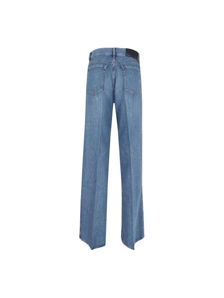 Lniane proste jeansy 7 For All Mankind niebieskie