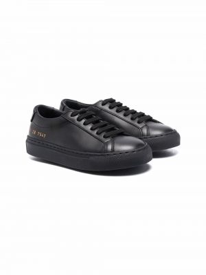 Blonder lær snøring sneakers for jenter Common Projects svart