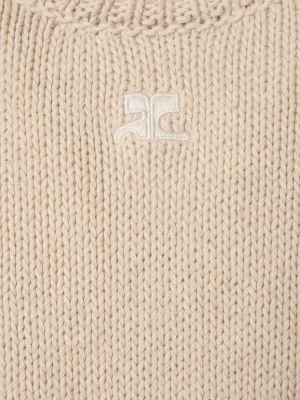 Lniany sweter bawełniany Courreges beżowy