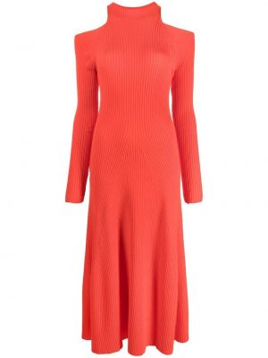 Viskózové pletené šaty s dlouhými rukávy A.w.a.k.e. Mode - červená