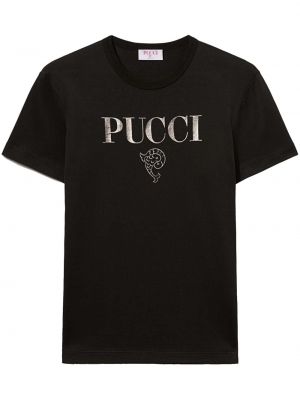 T-shirt di cotone con stampa Pucci nero