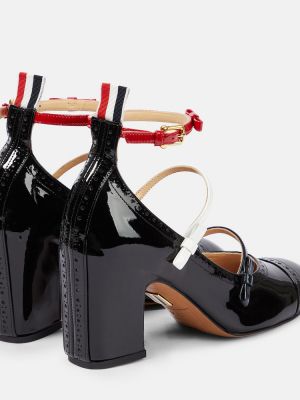 Кожени полуотворени обувки от лакирана кожа Thom Browne черно