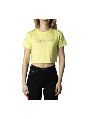 Koszulka z nadrukiem Calvin Klein żółta