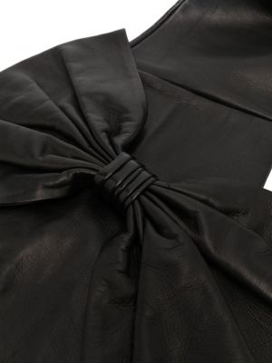 Kožené rukavice s mašlí Manokhi černé