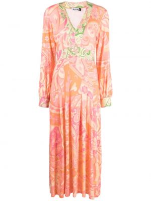Sukienka midi z nadrukiem Rixo różowa