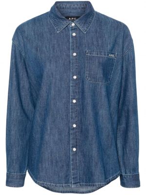 Rifľová košeľa s výšivkou A.p.c. modrá