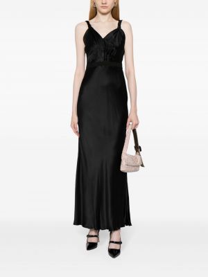 Plisované hedvábné šaty Prada Pre-owned černé