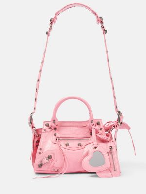 Kožená shopper kabelka Balenciaga růžová
