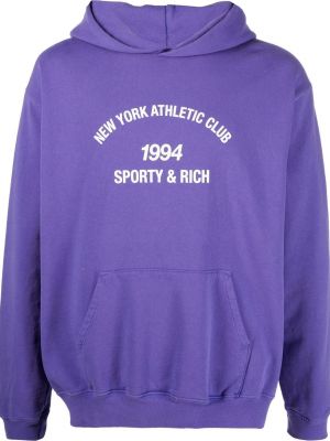 Sporty & Rich logo-print pullover hoodie - Viola Sporty & Rich