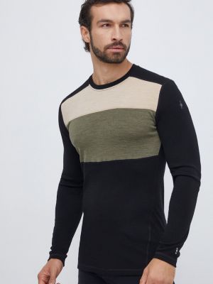 Tricou cu mânecă lungă din lână merinos Smartwool negru