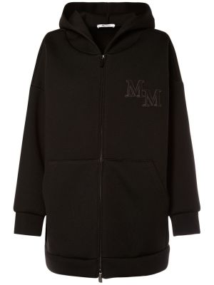 Vunena hoodie s kapuljačom oversized Max Mara crna