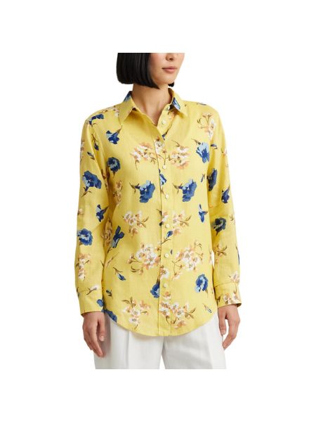 Camisa de flores con estampado manga larga Lauren Ralph Lauren amarillo