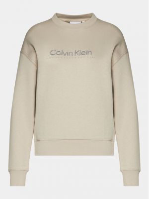 Saténová mikina Calvin Klein šedá