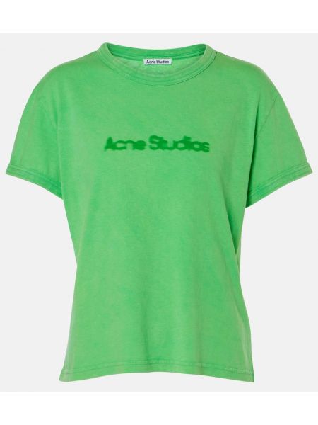 Bomuld t-shirt Acne Studios grøn