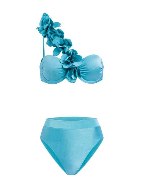 Bikini w kwiatki Patbo niebieski