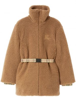 Manteau de fourrure brodé en polaire Burberry marron