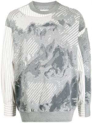 Volneni pulover s potiskom z abstraktnimi vzorci Feng Chen Wang siva