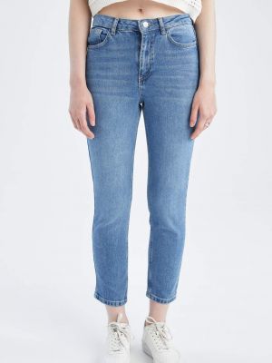 Obnosené priliehavé skinny fit džínsy s vysokým pásom Defacto modrá