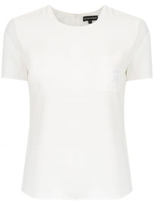 Brodert t-skjorte med lommer Emporio Armani hvit