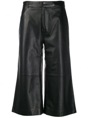 Укорочені широкі брюки Frame, чорні