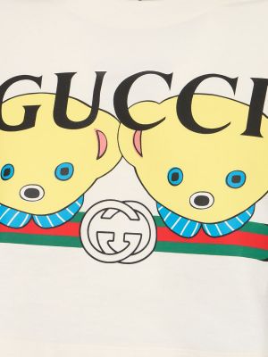 Tricou din bumbac cu imagine Gucci alb