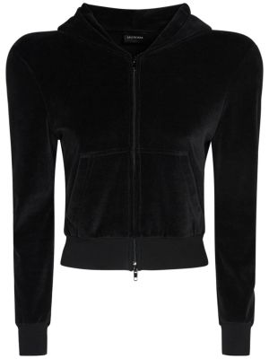 Kokvilnas kapučdžemperis ar rāvējslēdzēju Balenciaga melns