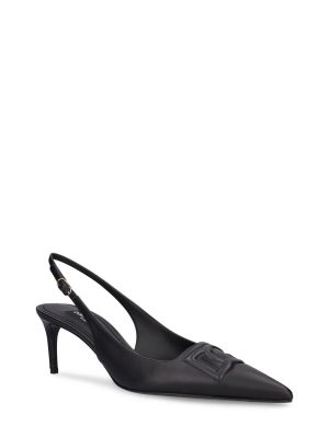 Кожени полуотворени обувки с отворена пета Dolce & Gabbana черно