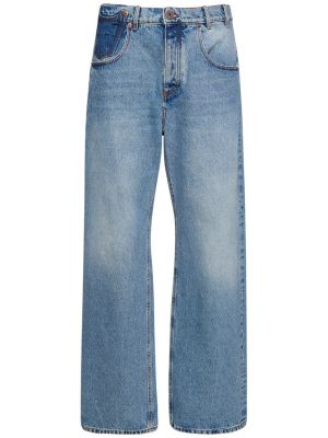 Jeans en coton large Balmain bleu