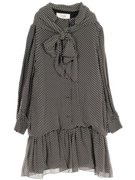 Pikčasta svilena obleka z lokom Céline Pre-owned