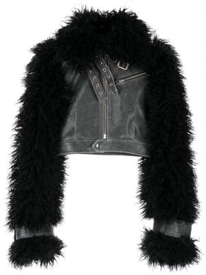 Kožená bunda s kožíškem Vaquera černá