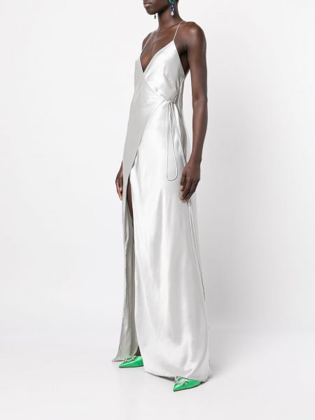 Jedwabna sukienka wieczorowa Michelle Mason srebrna