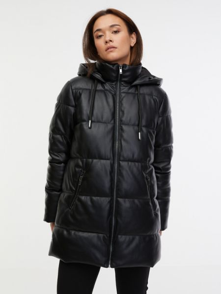 Palton de iarna din piele matlasate din piele ecologică Orsay negru