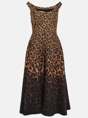 Robe mi-longue à imprimé à imprimé léopard en crêpe Valentino