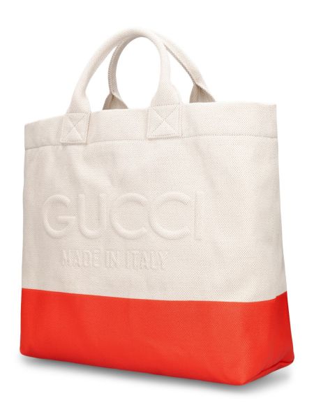Bolso shopper de algodón Gucci naranja