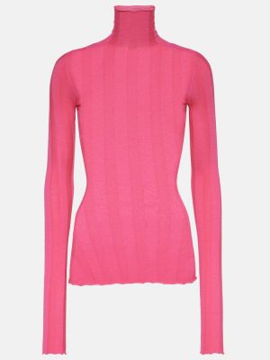 Jersey cuello alto de lana con cuello alto de tela jersey Sportmax rosa