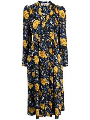 Midi obleka s cvetličnim vzorcem s potiskom z v-izrezom Dvf Diane Von Furstenberg