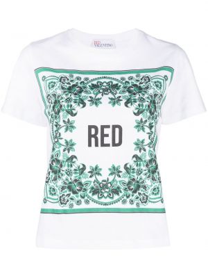 Kokvilnas t-krekls ar ziediem ar apdruku Red Valentino