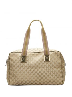 Pruhovaná cestovná taška Gucci Pre-owned béžová