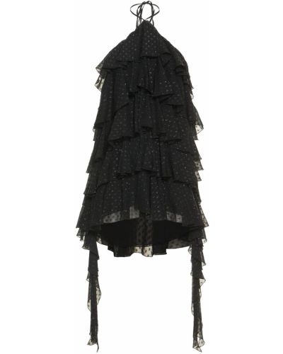 Rochie mini de mătase cu volane Blumarine negru