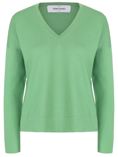 Хлопковый пуловер Gran Sasso зеленый