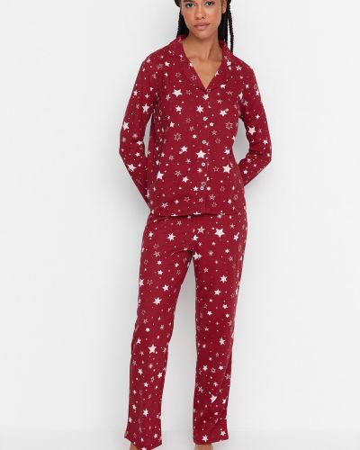 Pruhované pyžamo Trendyol červené